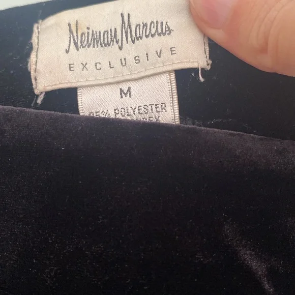 Neiman Marcus black velvet elastic high waist pull on pants side zipper sz M - Picture 2 of 5